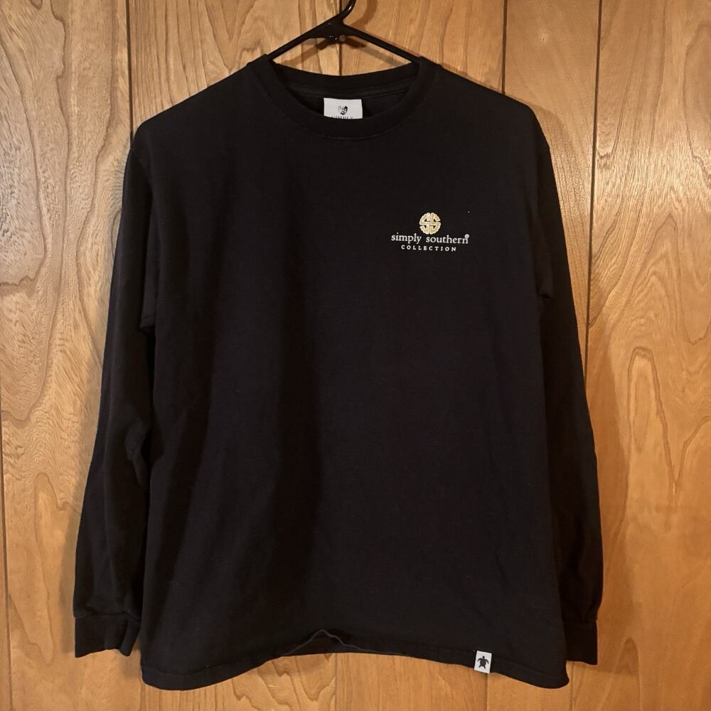 Simply Southern Collection Black Gold Pineapple Long Sleeve Shirt Womens Medium - Picture 2 of 4